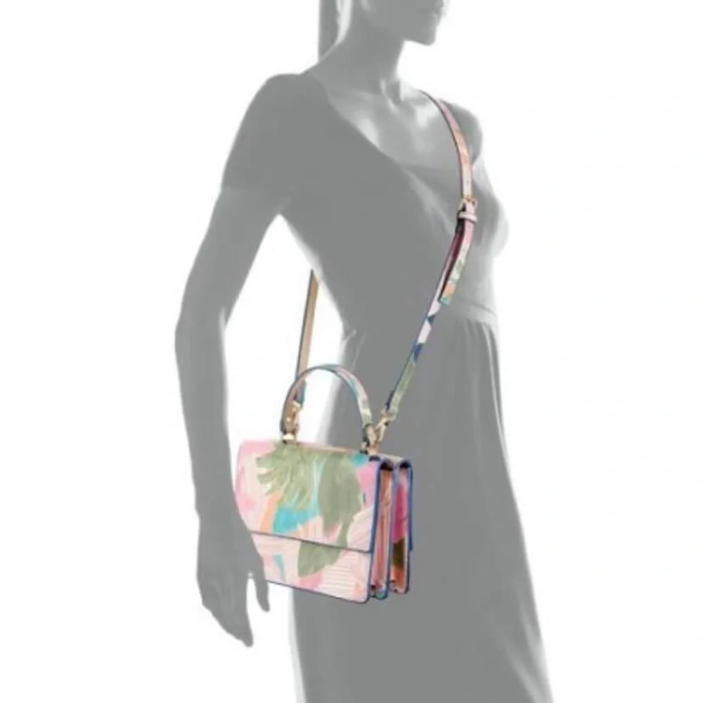 Two Sided Pink Faux Saffiano Crossbody Satchel